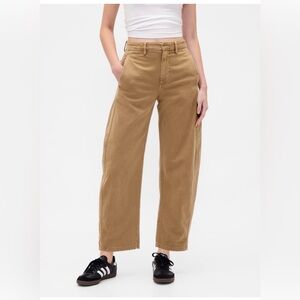 GAP Mid Rise Twill Barrel Pants Palamino Brown